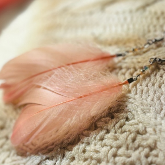 🪶 Peachy-Pink Boho Feather Festival Earrings | OOAK Handcrafted With Love 🍑 - Picture 7 of 13